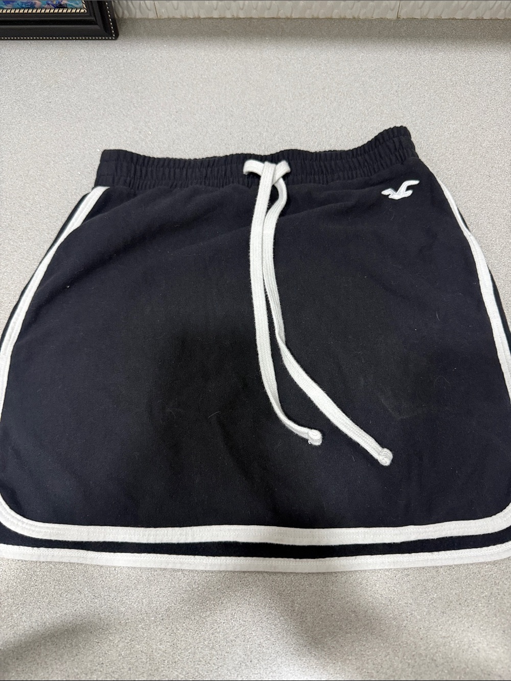 Hollister Black Skirt with White Piping and Drawstring